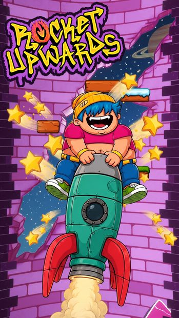 Rocket Upwards character on a rocket